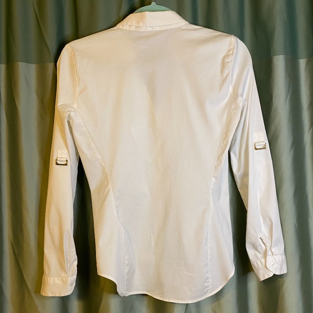 Zara Basic White Buttoned Blouse, Sz M - image 5